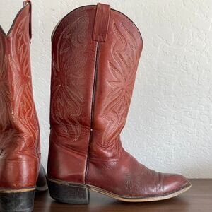 Vintage ACME Cowboy Boots Mens 7.5 EW (Wide) Brown Leather Western Rodeo Work‎